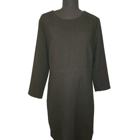 NWT! Banana Republic Black Scalloped Waist Sheath Dress Size 12 - Picture 2 of 15